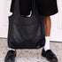 Charcoal Oversized Tote Bag leather