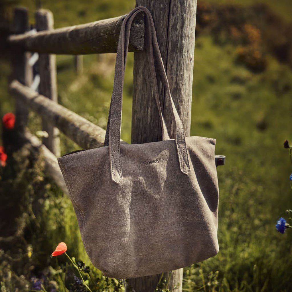 Tote Bag in Grey-ish Taupe Boulder Leather ROWDY Bags UK