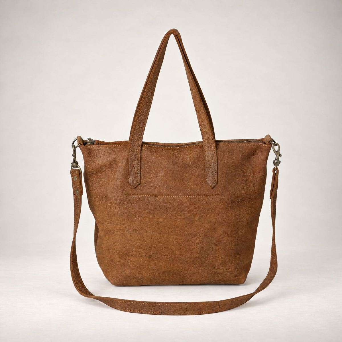 Rowdy Leather Crossbody Bag in Mountain (nubuck leather), back view