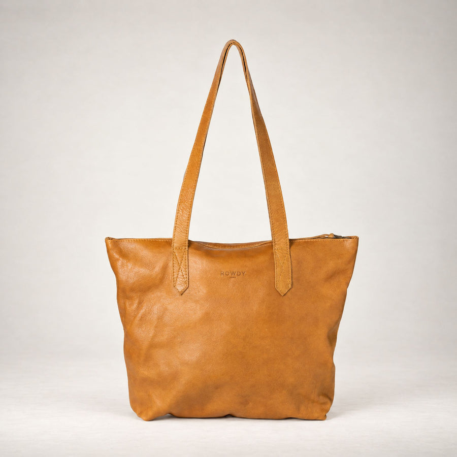 Leather Tote Bag in Amber