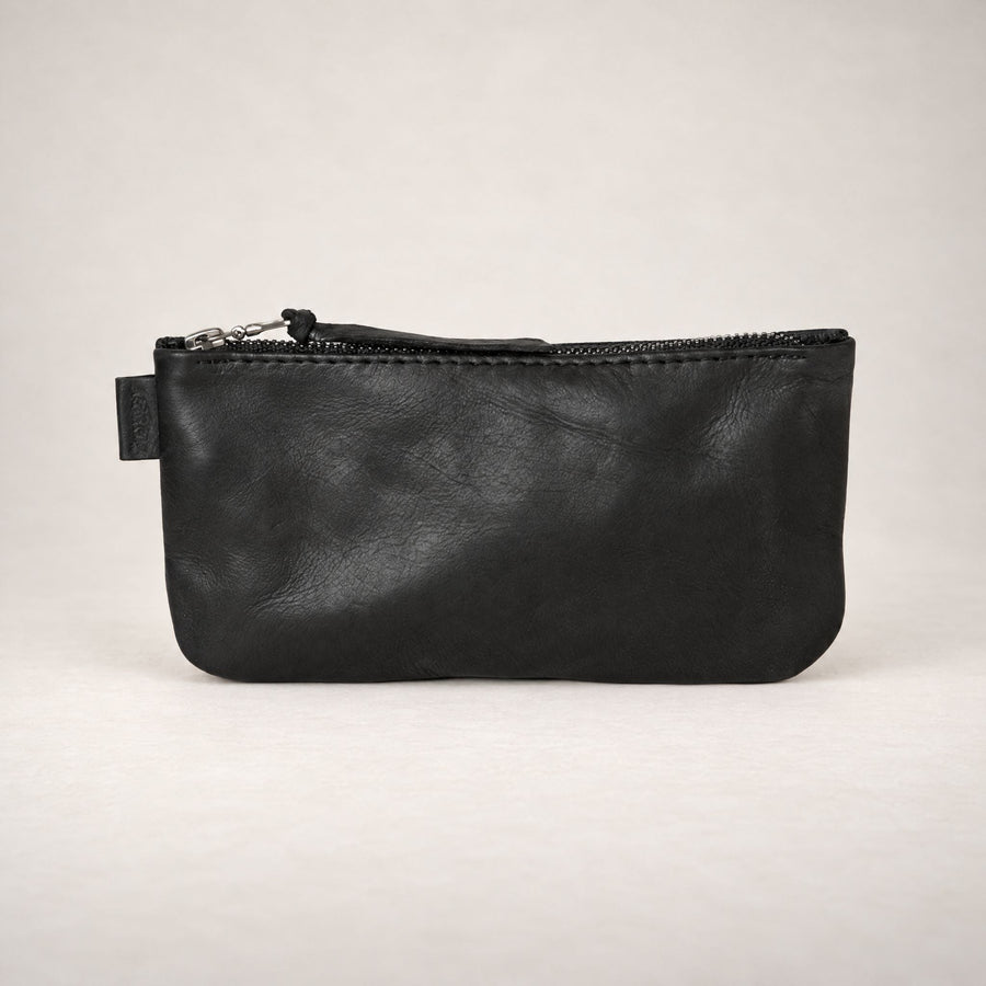 Leather Travel Pouch in Charcoal