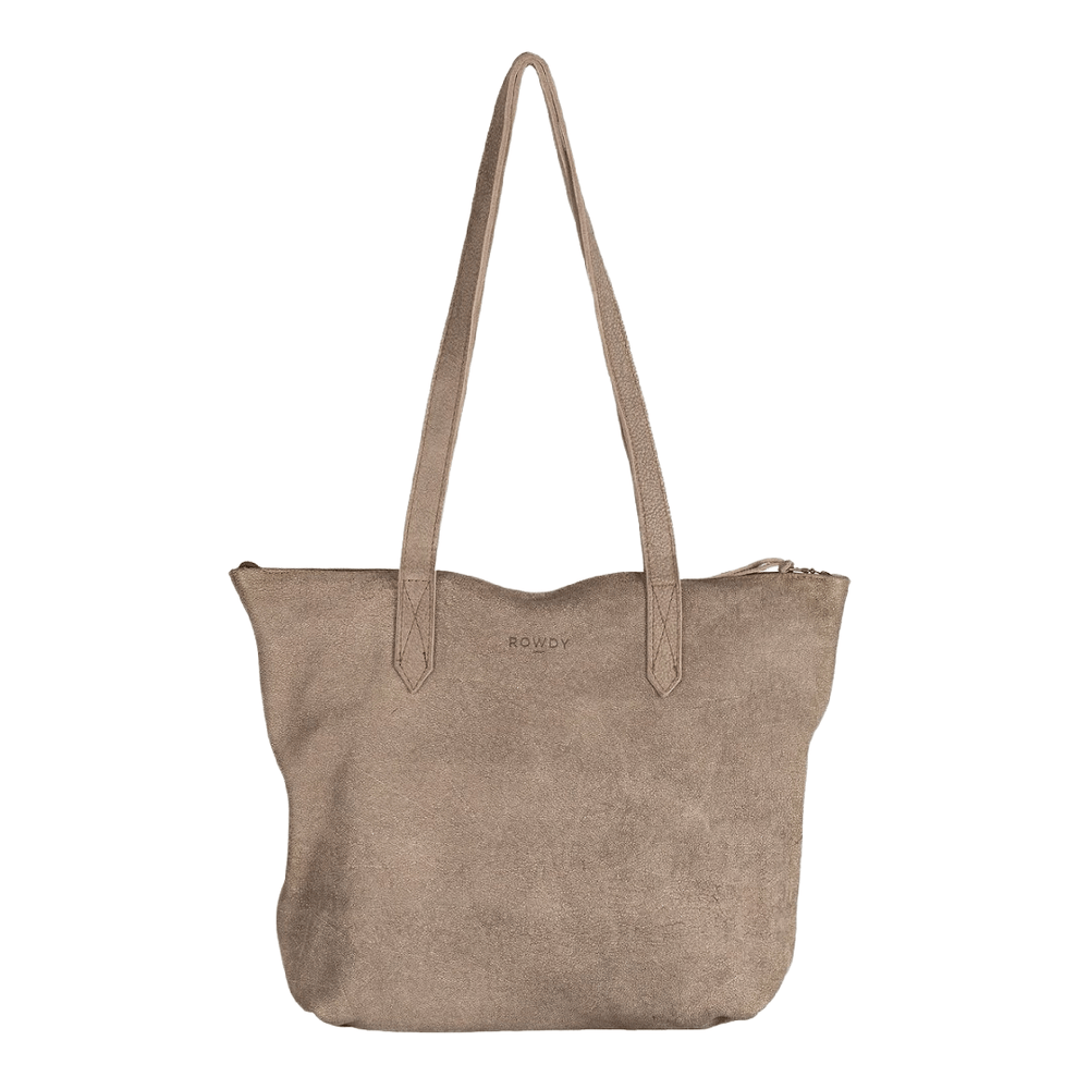 Tote Bag in Grey-ish Taupe Boulder Leather | Leather Tote Bags | ROWDY
