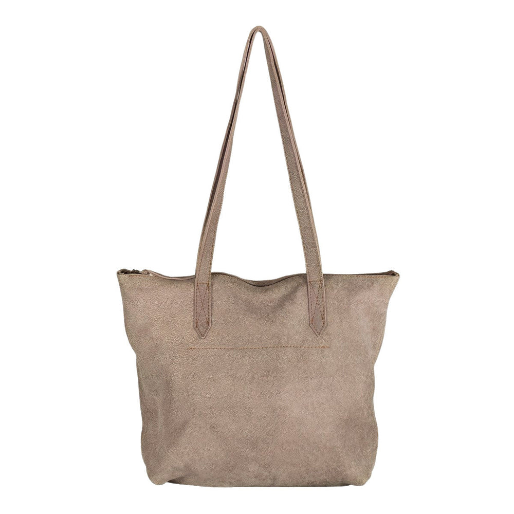 Tote Bag in Grey-ish Taupe Boulder Leather | Leather Tote Bags | ROWDY