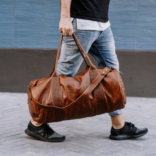 Duffel Bag in Rich, Brown Cedar Leather, Duffel Bags