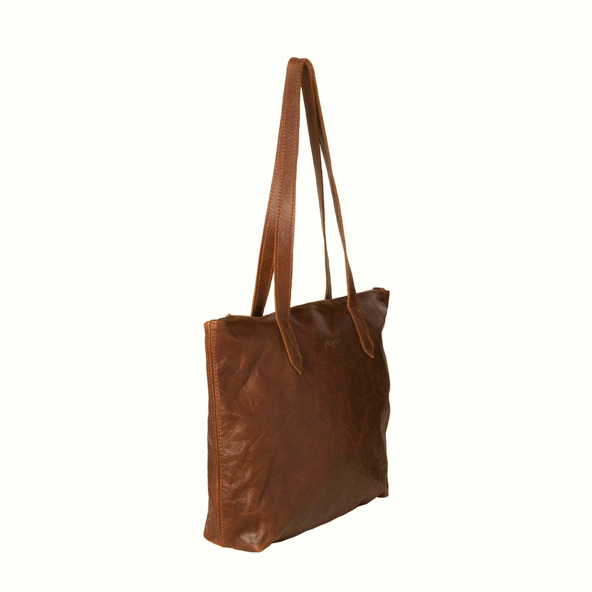 Tote Bag in Rich, Brown Cedar Leather | Leather Tote Bags | ROWDY BAGS